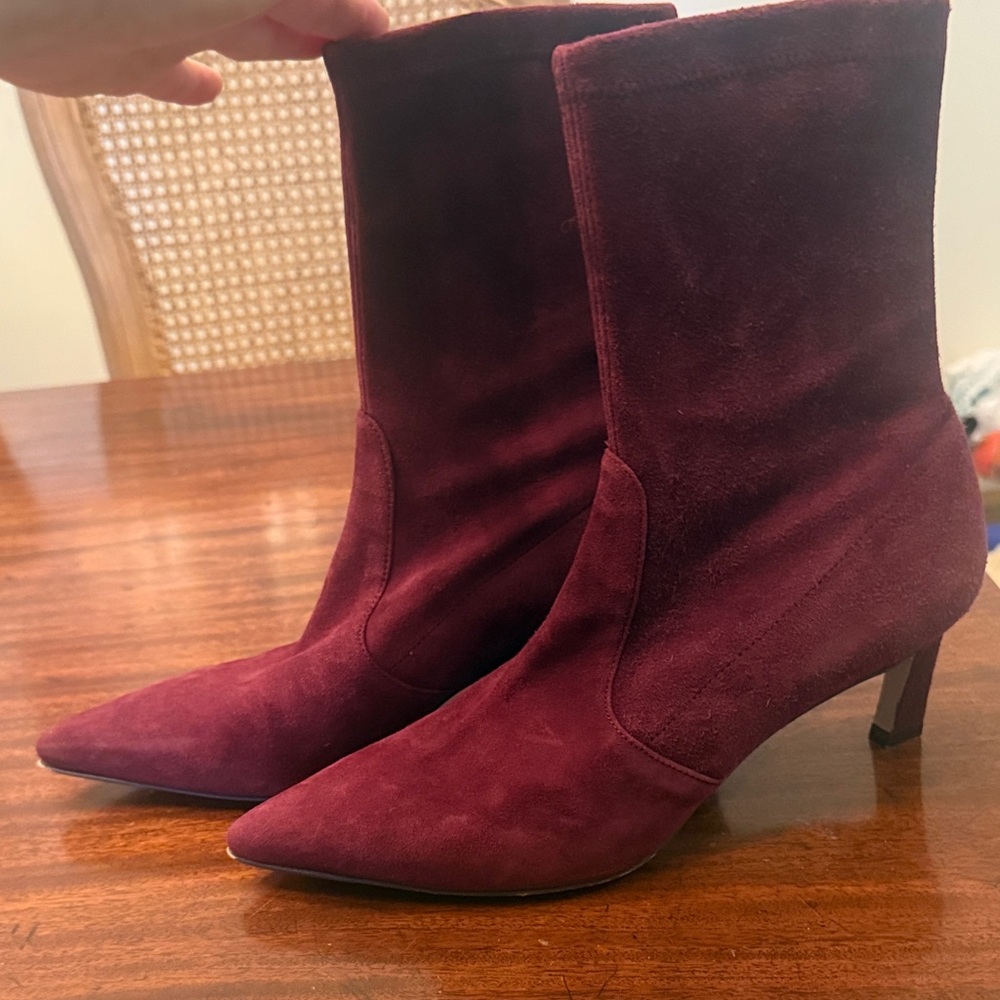 Stuart Weitzman Deep Red Suede Heeled Boots